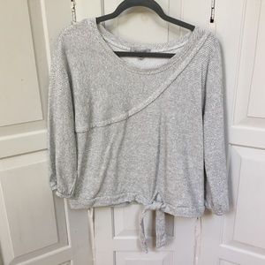 Grey & Gray Striped Cropped Sweatshirt
